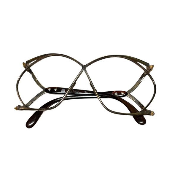 Vtg Christian Dior Gold Brown Designer Butterfly Womens Sunglasses Frame Only - Picture 1 of 4
